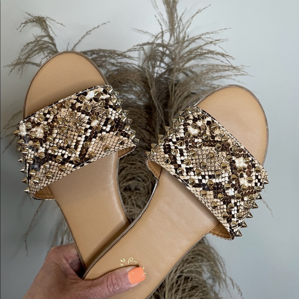 Studded Faux Snake Sandals